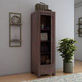 Amer Solid Sheesham Wood Single Door Wardrobe With One Drawer (Walnut Finish)